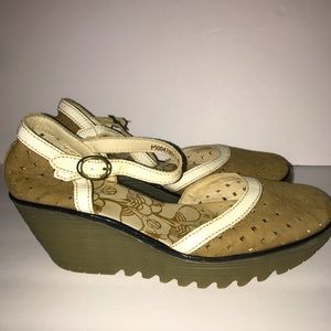 Fly London Mary Jane wedge sandals sz 40